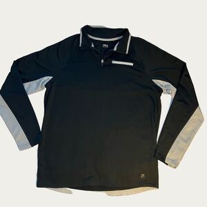 Fila Men’s Black and Gray Zip Top Performance Pullover Size Large